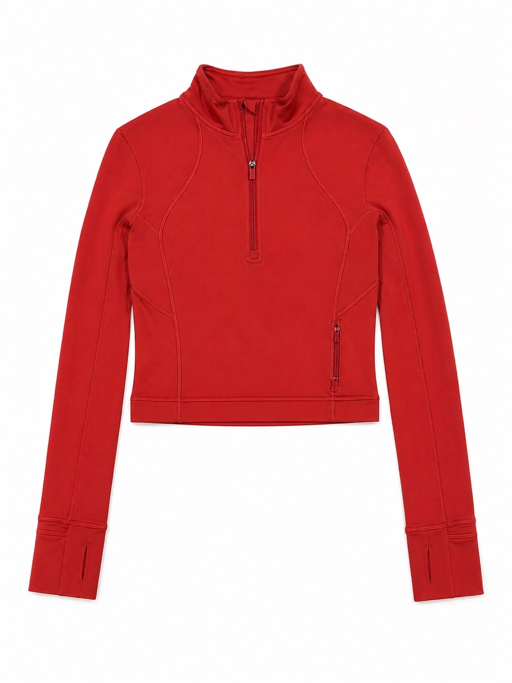 Lululemon It’s RuluRun Cropped Half Zip Size 0 Mulled Wine Thumbholes NWOT